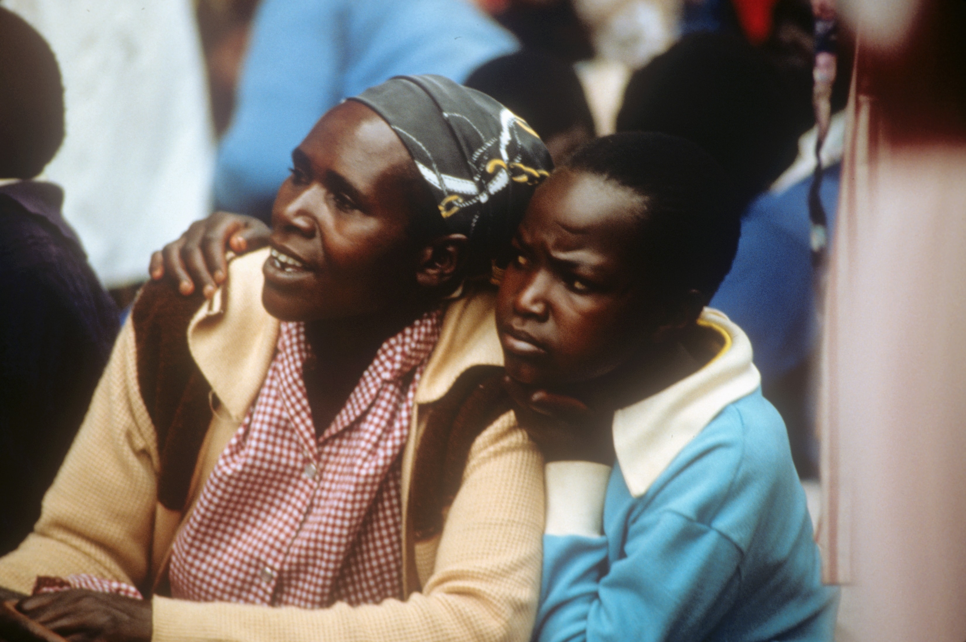 Mother and child embracing in Kenya